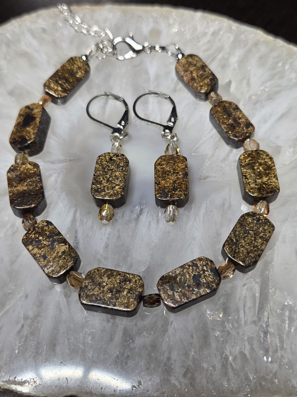 Bronzite Necklace, Bracelet And Earring Set - Picture 3 of 3